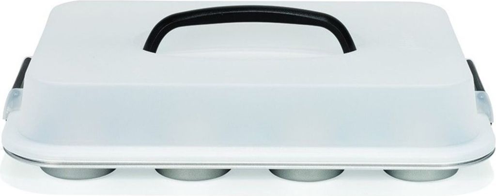 muffin-Form mit Deckel 35 cm Stahl silber 12 Fächer Produktbild 1