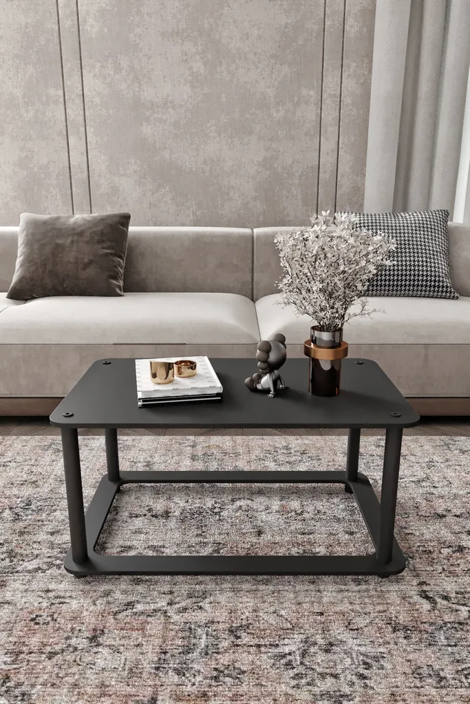 Table basse noire compacte Hole Rect pour optimiser les petits salons - 2