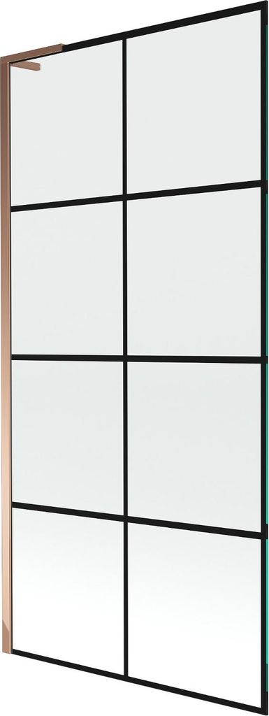 Mexen Next L Badewannenfaltwand 1-flügelig 90 x 150 cm, schwarzes Muster, Roségold - 895-090-000-03-77-60