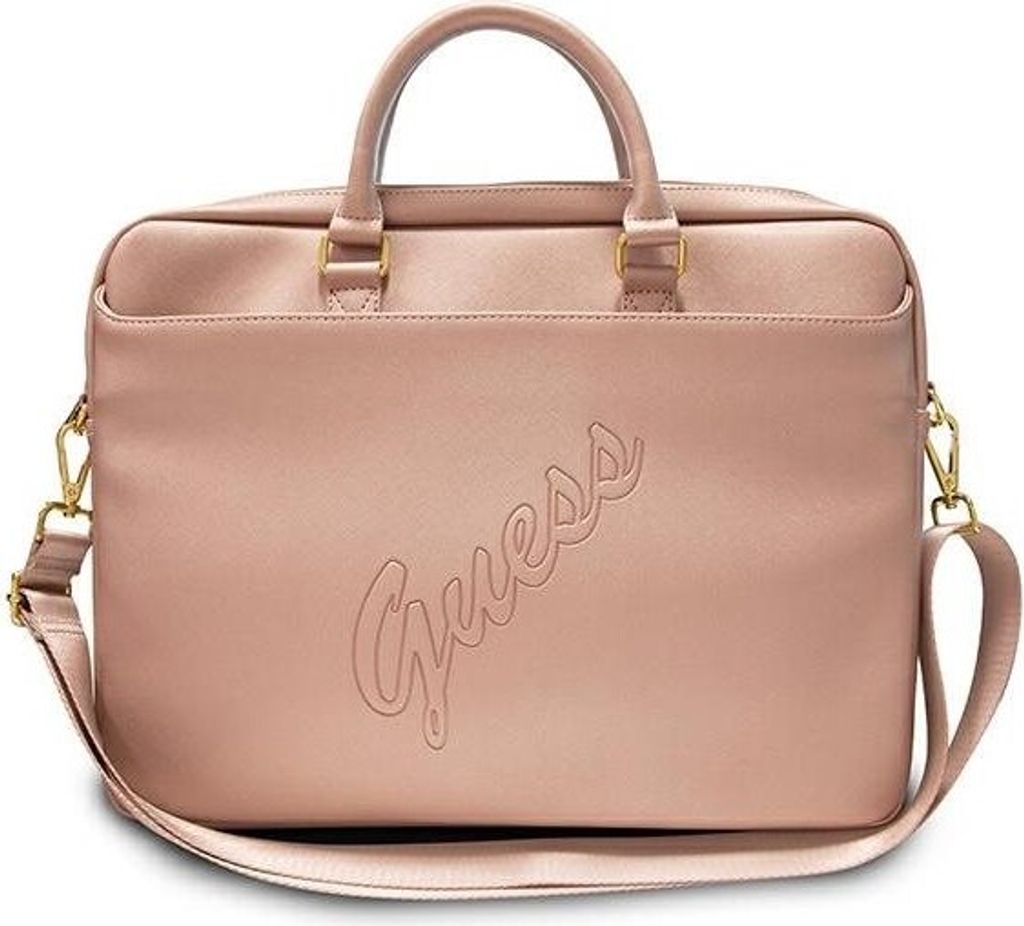 Guess Saffiano Script Computer Bag - 15" Notebook Bag (pink)