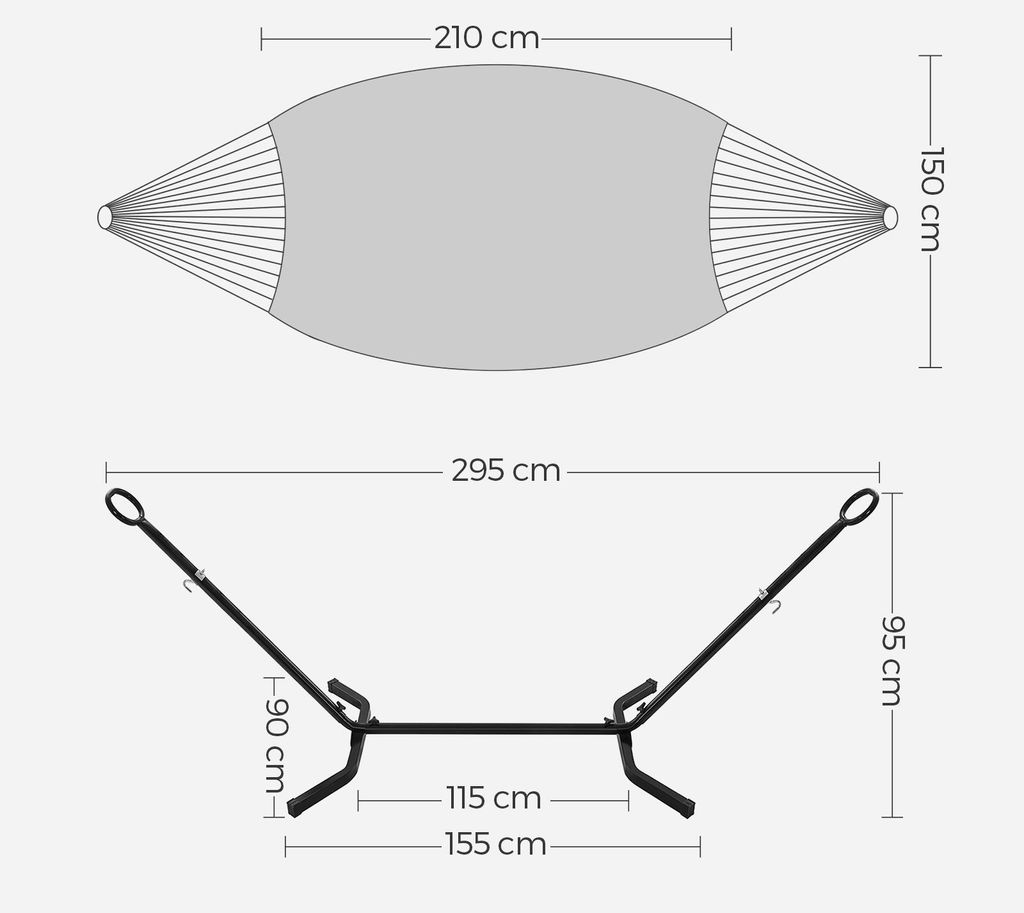 SONGMICS Hängematte mit Gestell, 210 x 150 cm, auf 5 Höhen Produktbild 3