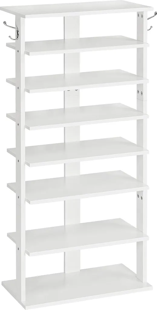 Armoire à chaussures ouverte 8 étages en métal blanc meuble de couloir