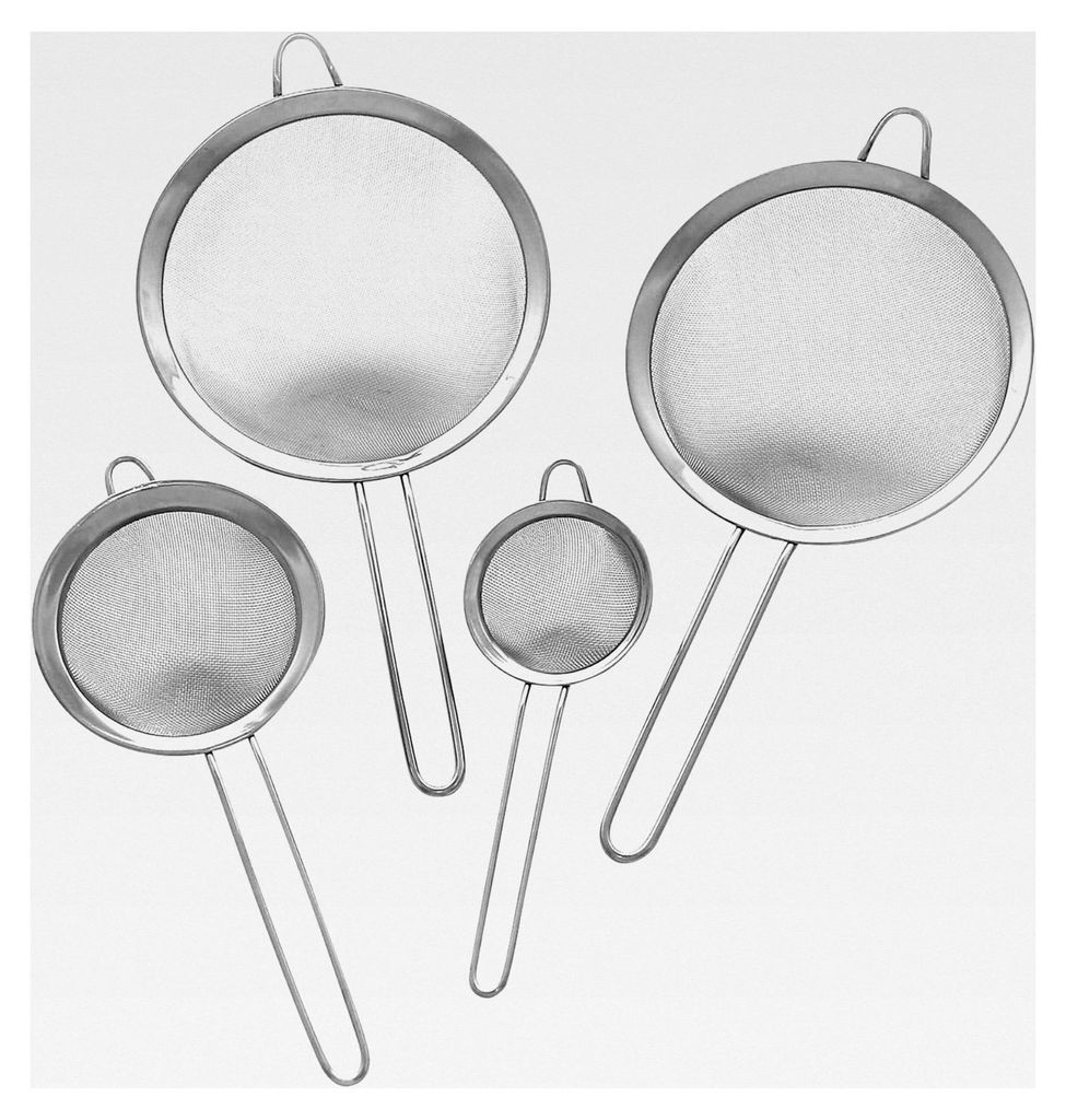 Küchensieb Set, 4-teilig, (Ø 8, 12, 18, 20 cm) - Nudelsiebe aus poliertem Edelstahl, feinmaschig, spülmaschinenfest