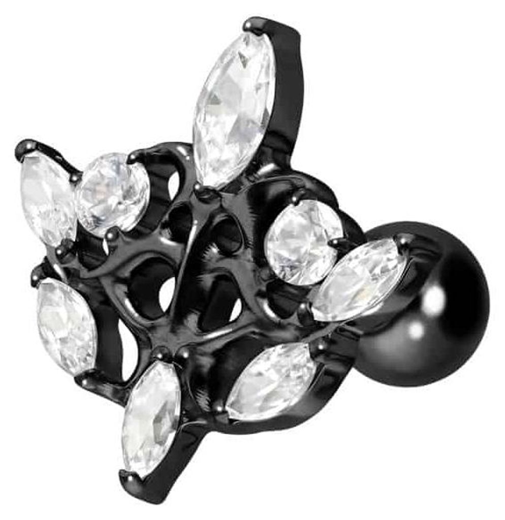 Ohrpiercing Titan Ohrpiercing mit Innengewinde GOTISCHES DESIGN Schwarz Stablänge: 6mm