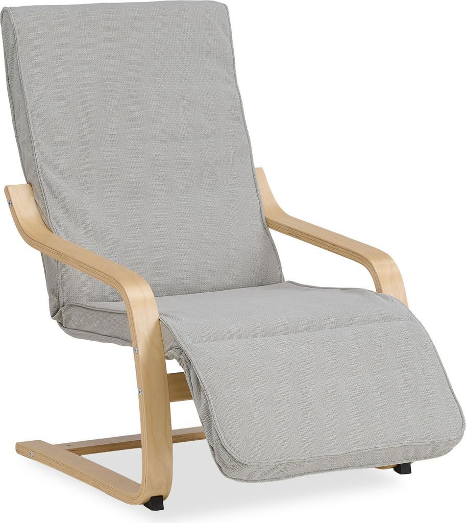 Fauteuil relax avec repose-pieds Côtelé Gris Fauteuil Image du produit 