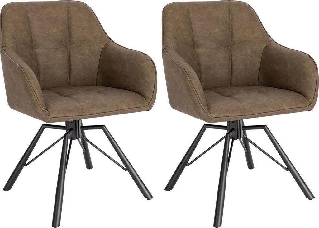 Set aus 2 Drehbaren Esszimmerstühlen – Gepolsterte Komfortstühle mit Armlehnen & Rückenlehne – Für Küche, Wohnzimmer & Restaurant