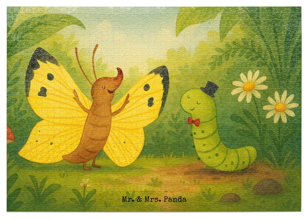 Mr. & Mrs. Panda Puzzle Raupe Schmetterling Design 1500 Teile - Weiß - Geschenk, Zitronenfalter, 1000, 2000, Legespiel, Lustige Sprüche, Kokon, 3...