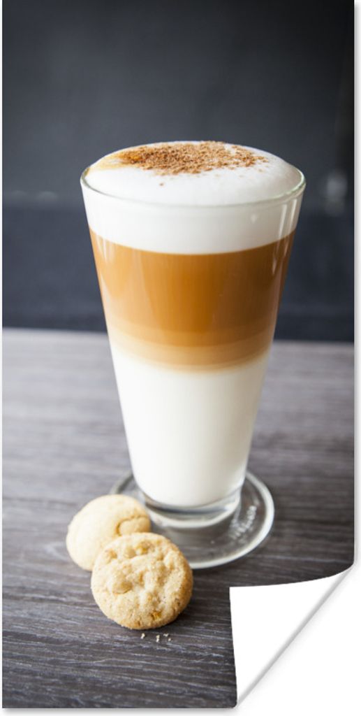 MuchoWow Poster Ein Glas Latte Macchiato und Kekse 80x160 cm - Kinderzimmer