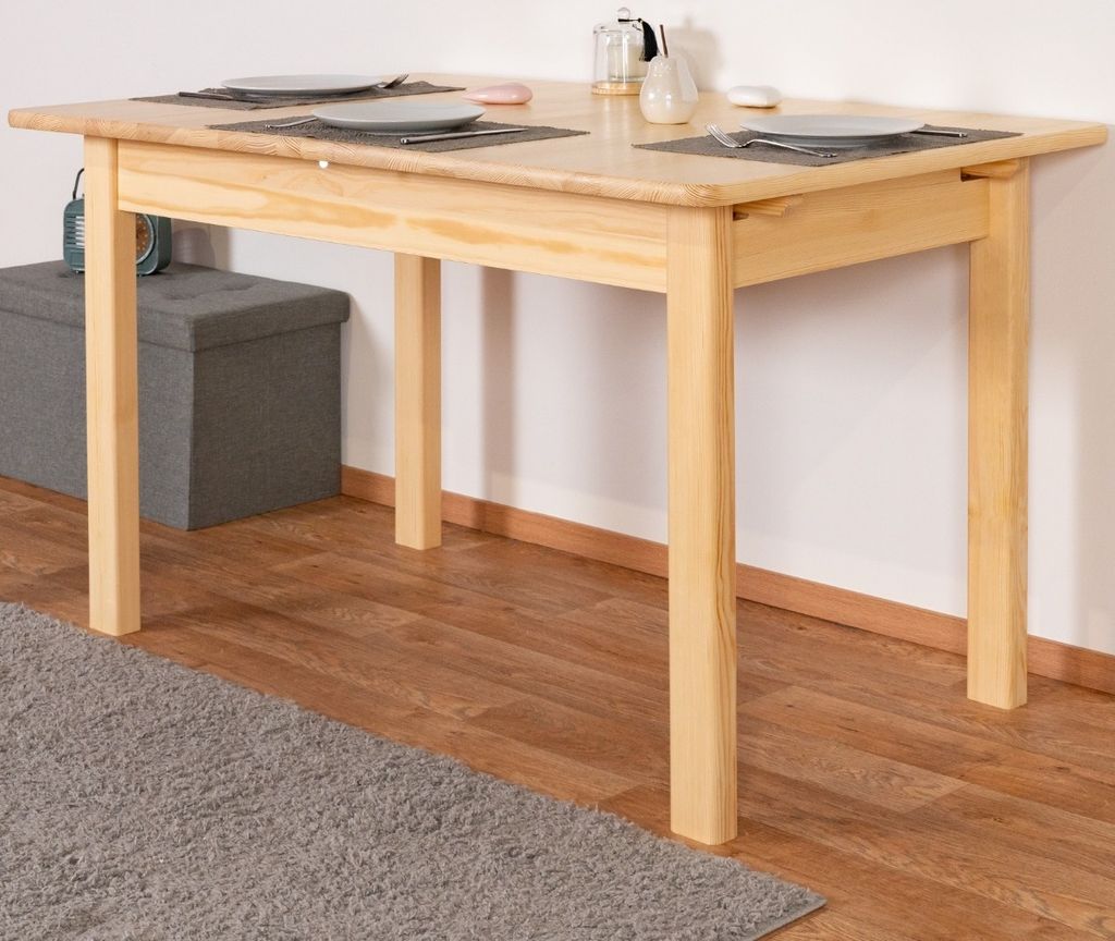 Tisch ausziehbar Kiefer massiv Vollholz natur Junco 236D (eckig) - Abmessung 90 x 140 / 175 cm