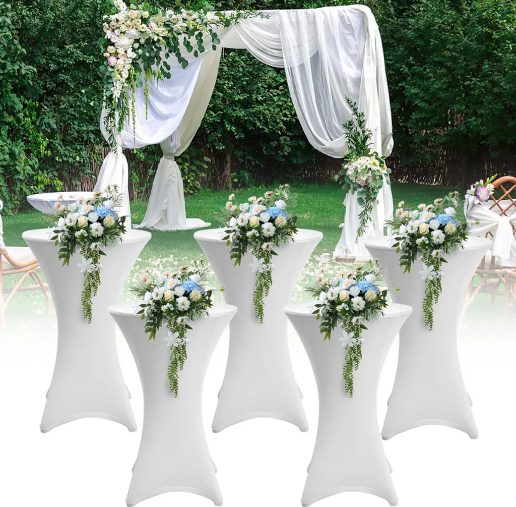 5x Tovaglia Stretch Bianca per Tavolo Bar Ø60cm - Festa Top
