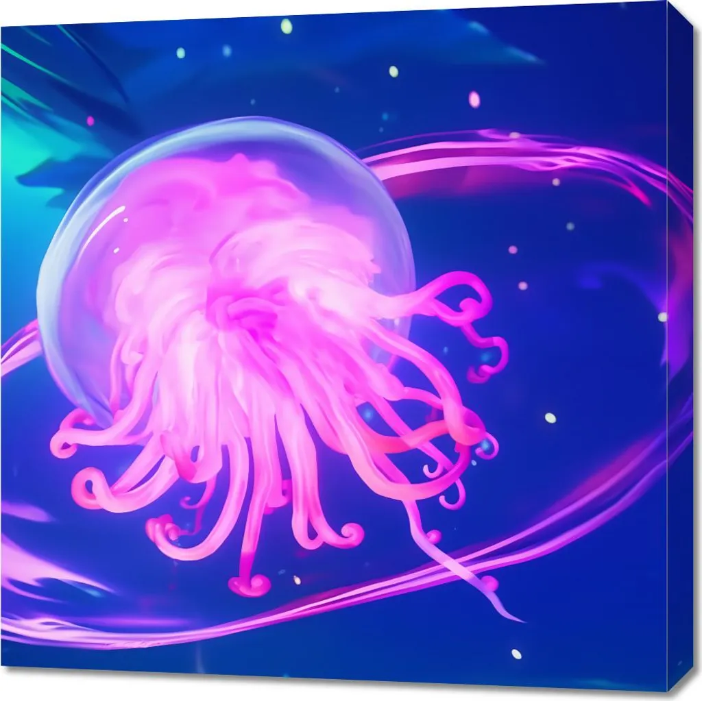 Déco Murale Méduse Néon 70x70 - Réveillez vos Murs avec ce Tableau