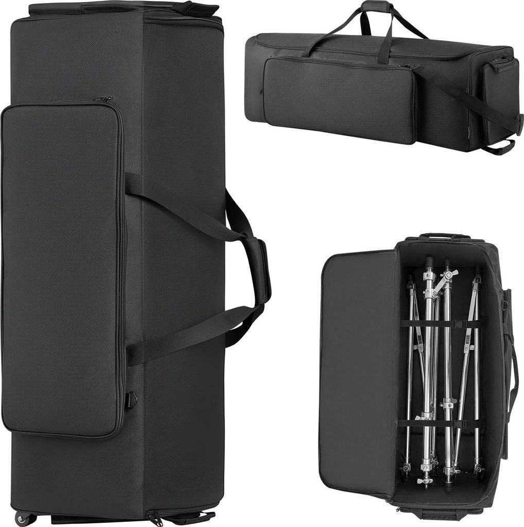 Schlagzeugtasche - Hardware-Trolley - 102 x 47 x 33 cm - Mit Rollen - Gepolstert - Wasserabweisend - 4 Außentaschen - Verstellbare Schultergurte