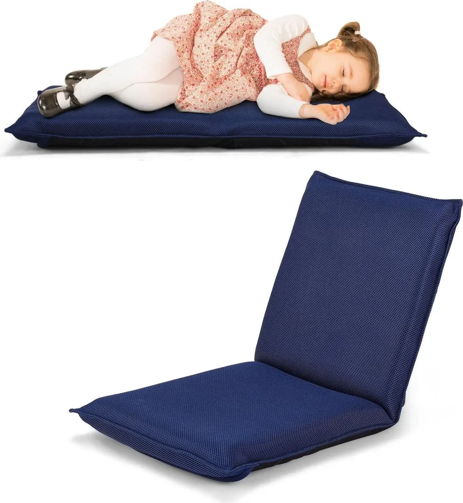 Chaise de sol réglable et dossier rembourré confortable, coloris marine