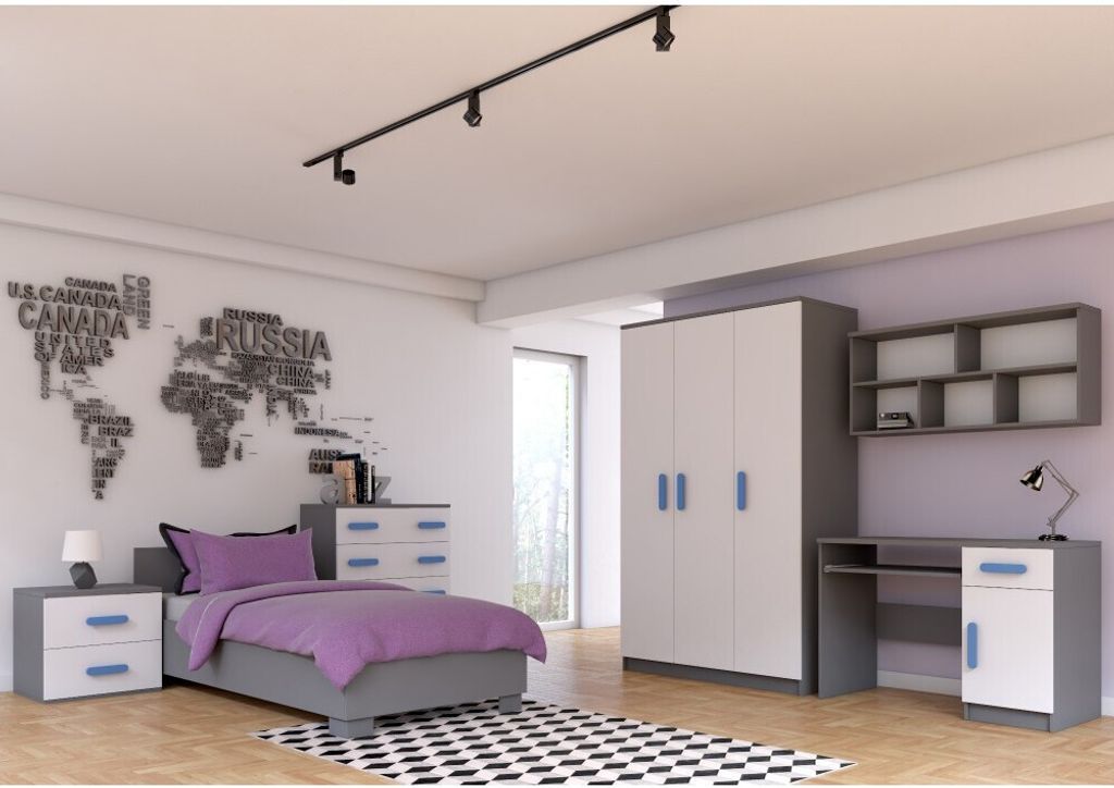 Kinderzimmer-Set Bett Schrank Wandregal Kommode Produktbild 