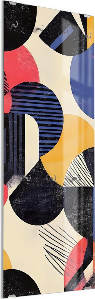 DEQORI Kleiderhaken aus Glas 50x125 cm 'Bauhaus Beats' Wand Garderobe Paneel Haken modern