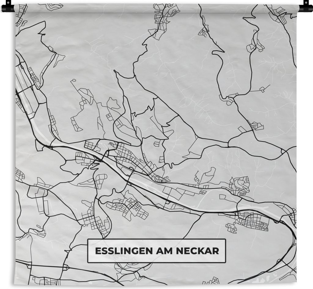 MuchoWow Wandteppich Wandbehang Deutschland - Karte - Esslingen Am Neckar - Karte - Stadtplan 150x150 cm Tapisserie Dekoration Wandtuch - Wohnacc...
