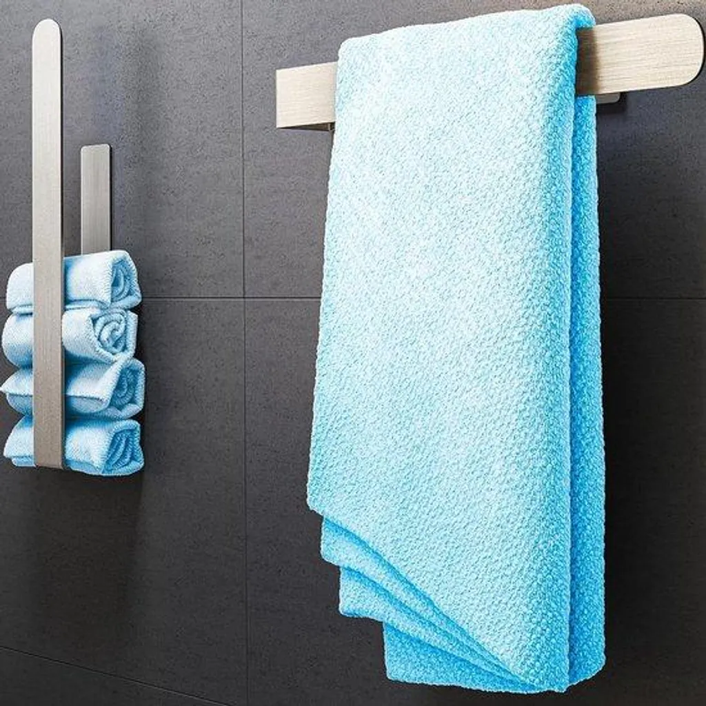 Porte-serviettes mural compact 36 cm gain de place inox robuste 10 kg