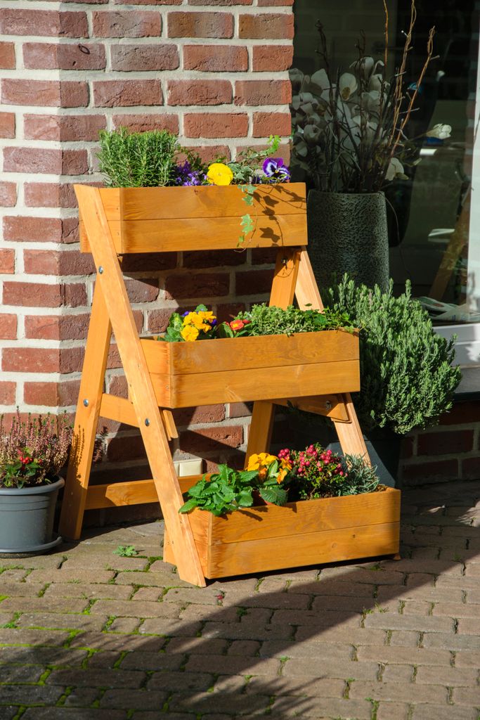 Dobar Dreistufige Pflanztreppe braun ca. 60x70x90 cm Produktbild 3