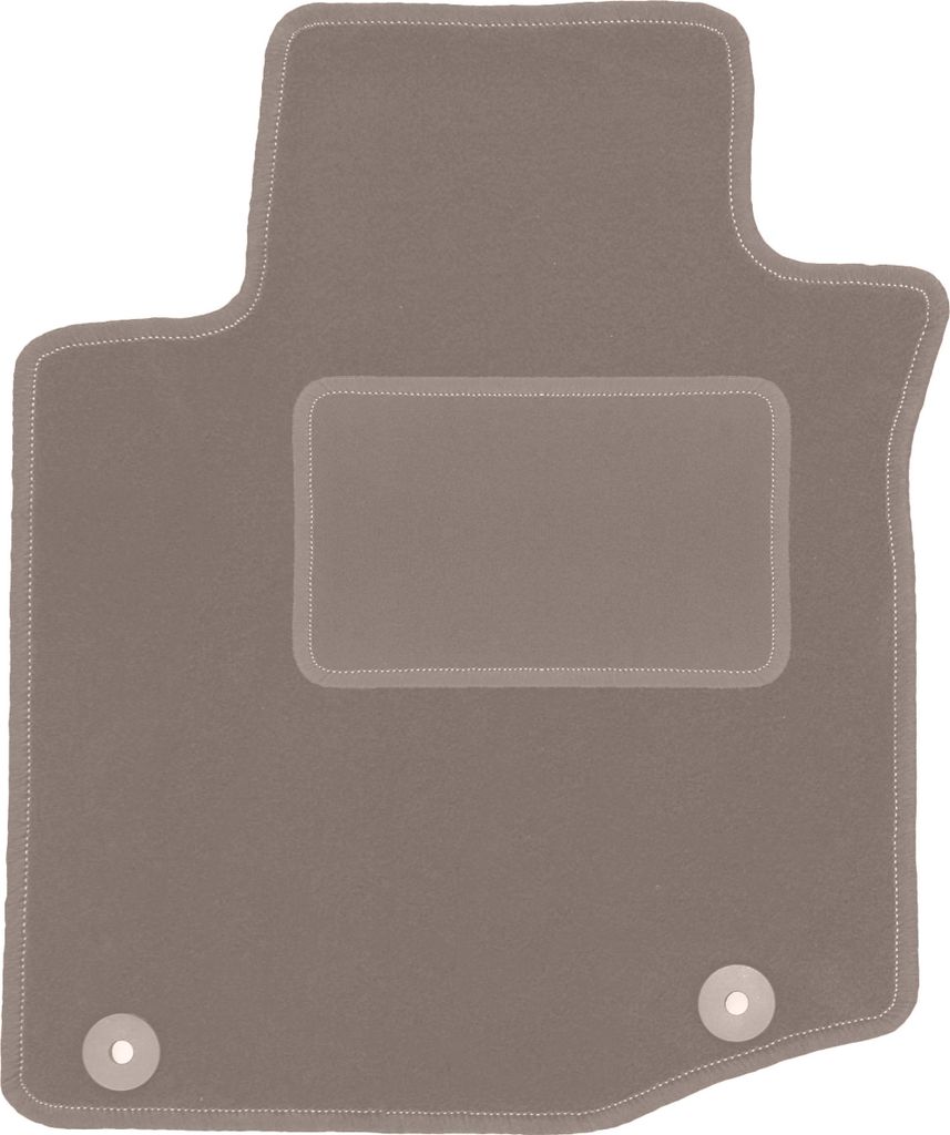 Fahrerfußmatte Velours beige passend für Peugeot 107 (2005-2014, Schrägheck) – mit Befestigungen – passgenau