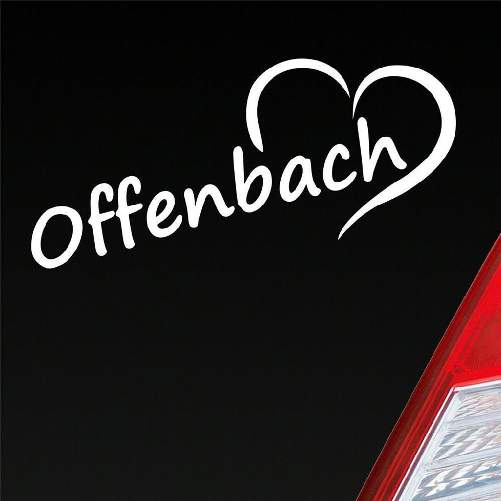 Auto Aufkleber Offenbach Herz Stadt City Liebe Love Heart 19x8 cm Weiss Matt Sticker Heckscheibenaufkleber