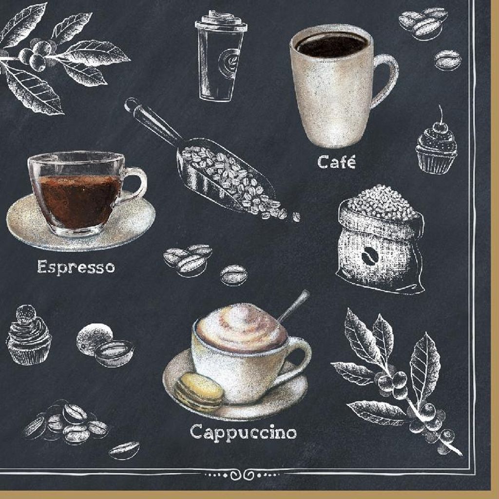 20 Servietten Barista - Kaffeekreationen 33x33cm