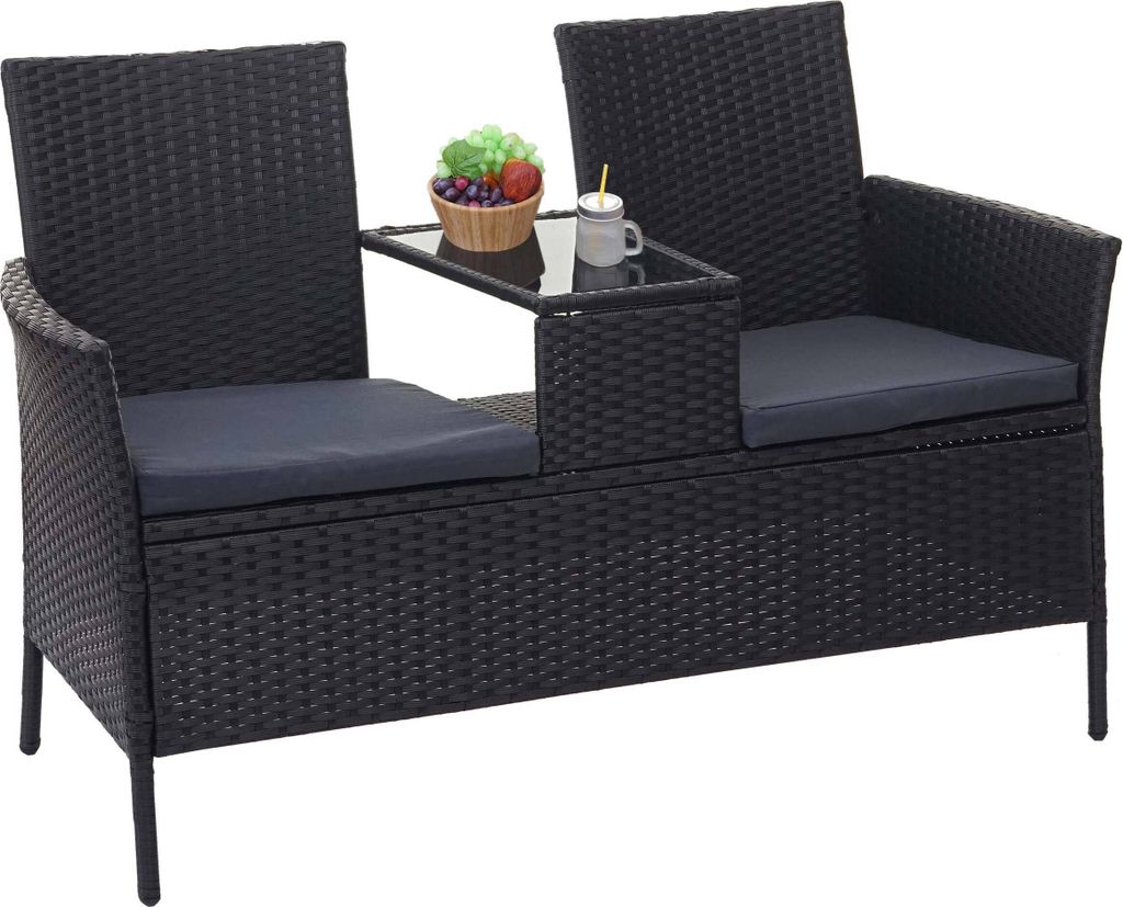 Záhradná lavica so stolíkom E24 - umelý ratan, 132cm - Obrázok produktu 