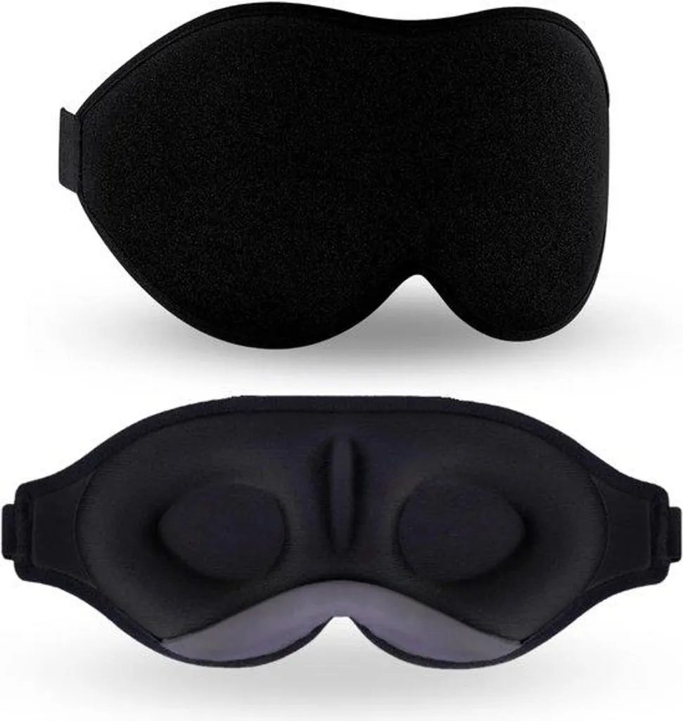 Masque de sommeil ergonomique noir en fibre douce, occultation à 100%
