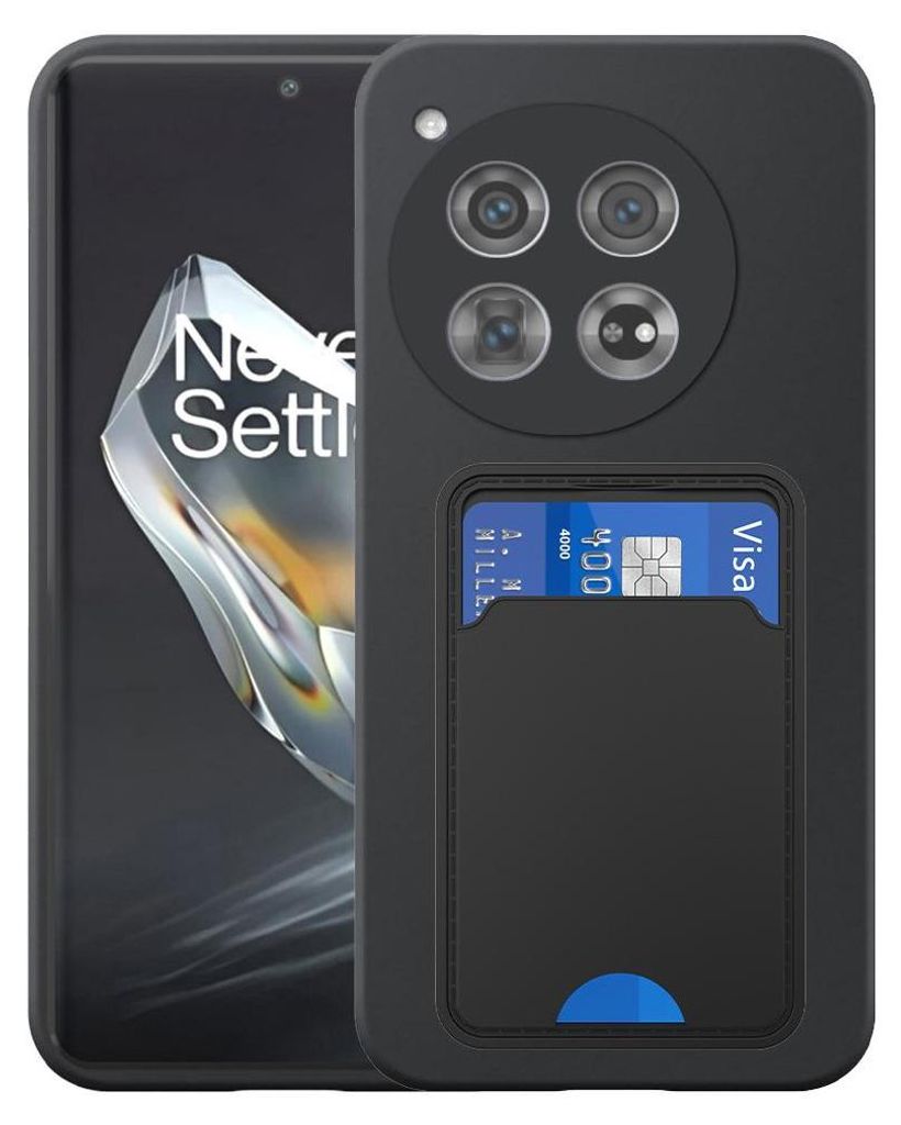 Geeignet für OnePlus 12 Phone Case mit TPU Kartenhalter - Flexible Back Cover Case Silikon TPU mit Cardslot - Schwarz - Smartphonica