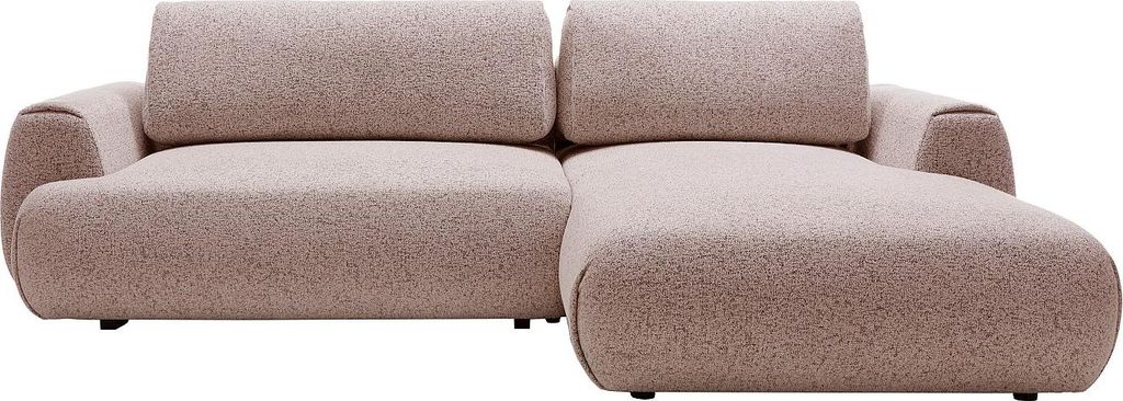 Schlafsofa rechts mit rosa Melange-Bezug - MONELIA