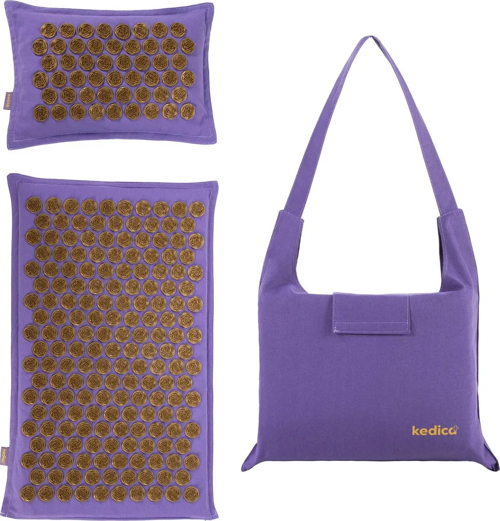 Kedica® Set d'acupressure : tapis, coussin et sac de transport | Noir