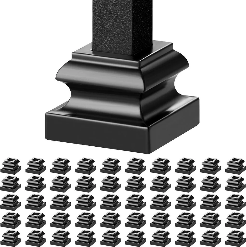 Finition pour rampe d'escalier : 50 sabots noirs pour barreaux 1/2"
