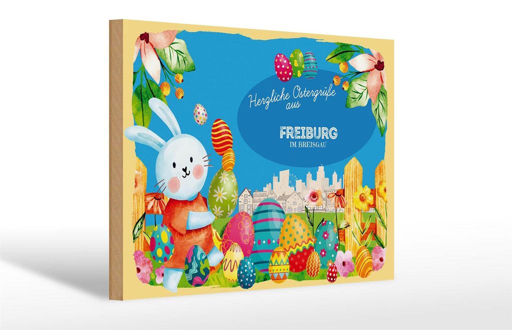 Holzschild Ostern Ostergrüße 30x20cm FREIBURG IM BREISGAUN Deko