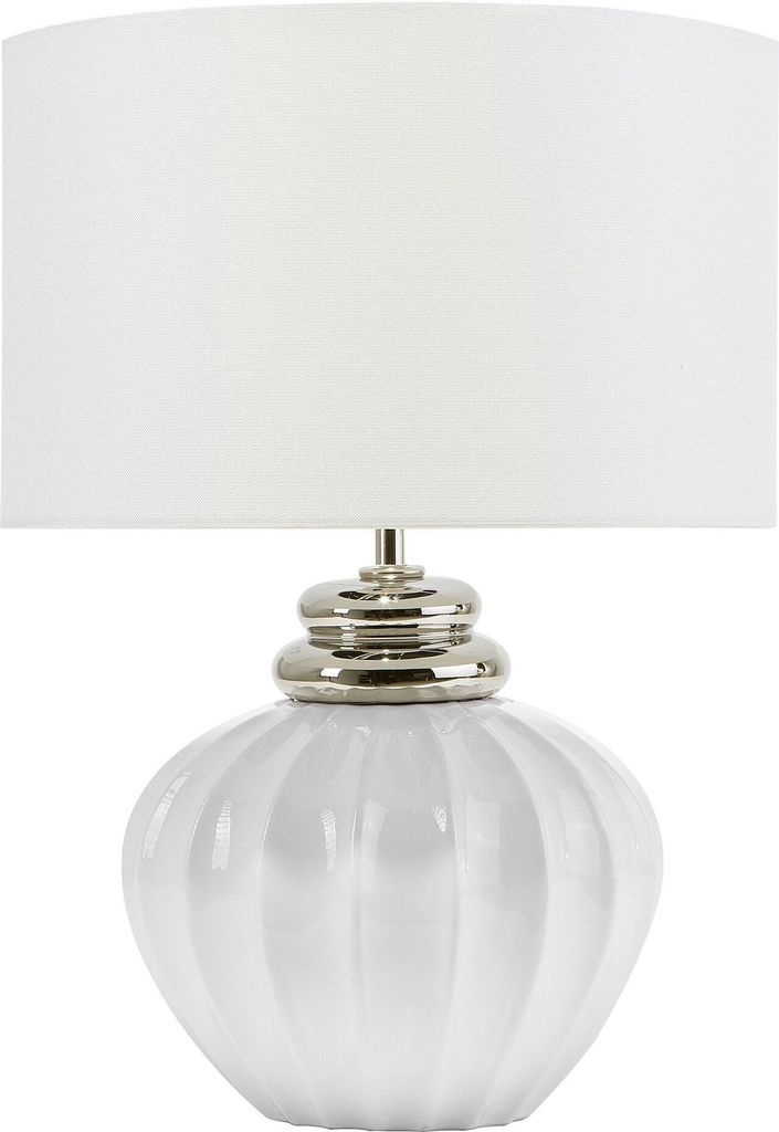 BELIANI Tischlampe CRemeweiß Keramik 45 cm Stoffschirm Vasenform Kabel mit Schalter Klassischer Stil Wohnzimmer Schlafzimmer Deko Esszimmer