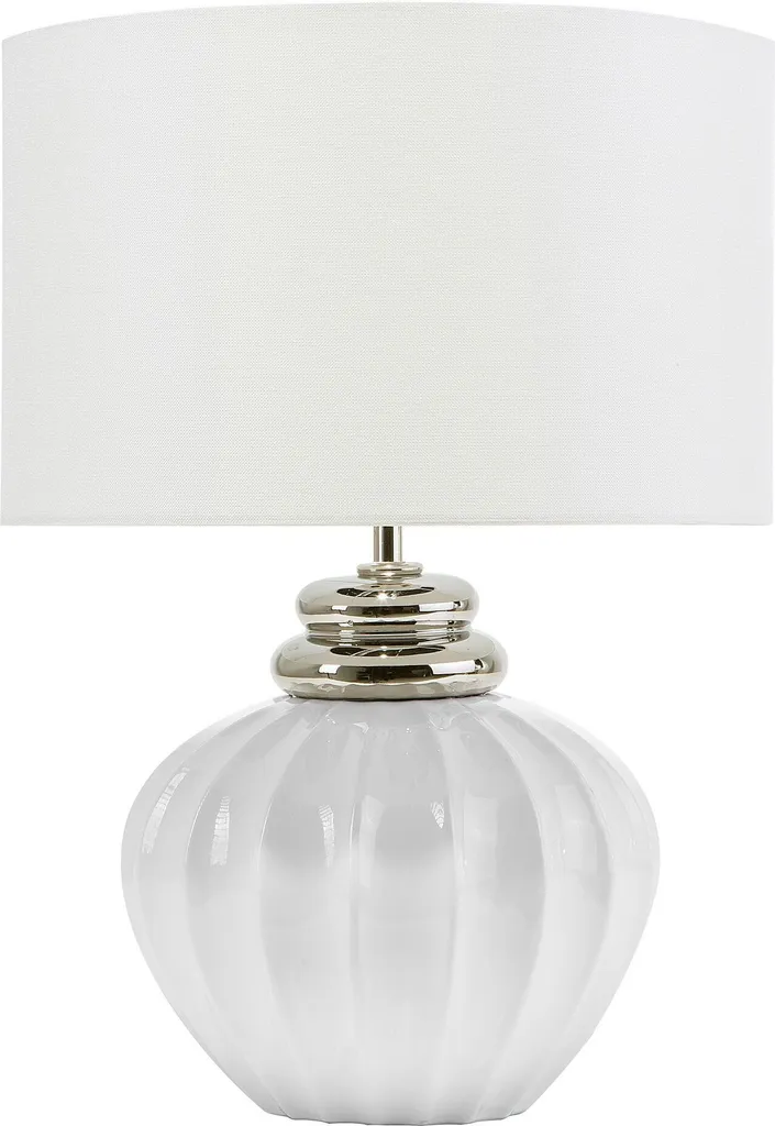 Luminaire design céramique blanche 45 cm avec interrupteur et abat-jour