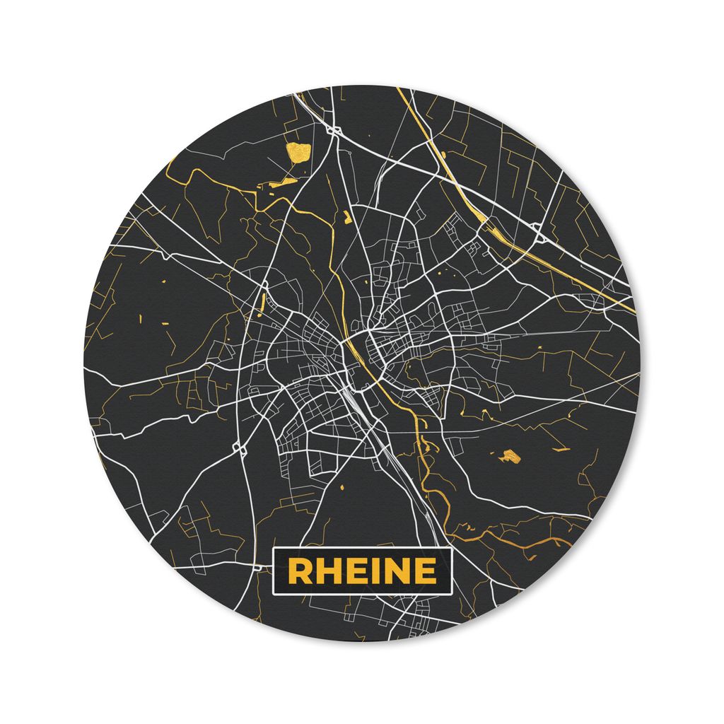 MuchoWow Mauspad Mousepad Stadtplan - Deutschland - Gold - Rheine - Karte 40x40 cm - Mousepads - Maus Mat - Pad - Mausunterlage - Schreibtisch Ac...