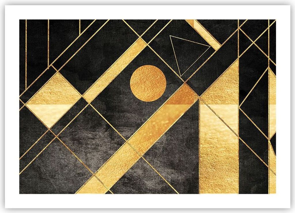 Poster - Poster ohne Rahmen - Golden Schwarz Figuren - 70x50 cm - Wand Bild - Wanddeko - Wandbilder - Kunstposter - Wandposter - Bilder - Kunstdruc...