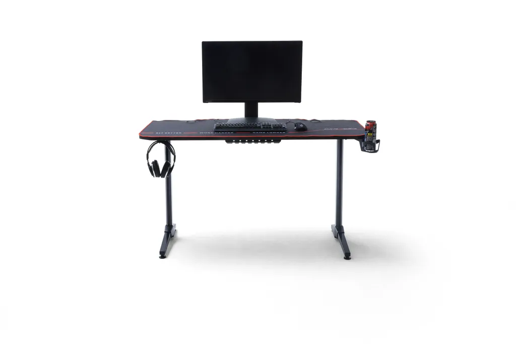 DXRacer MAX1 Bureau Gaming Droit Rectangulaire Noir et Rouge 140cm