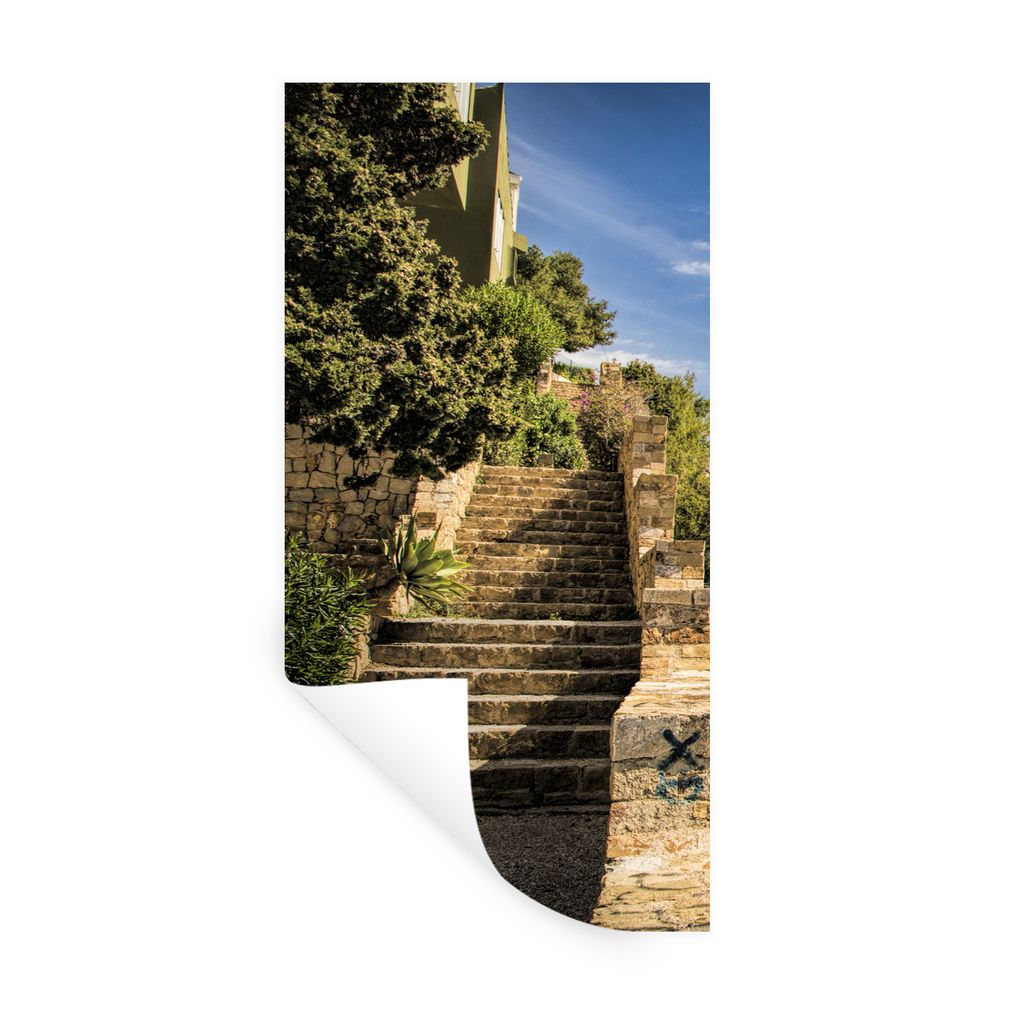 MuchoWow Wandtattoo Wandsticker Wandaufkleber Steine - Meer - Treppe 80x160 cm Selbstklebend und Repositionierbar - Sticker - Dekorfolie