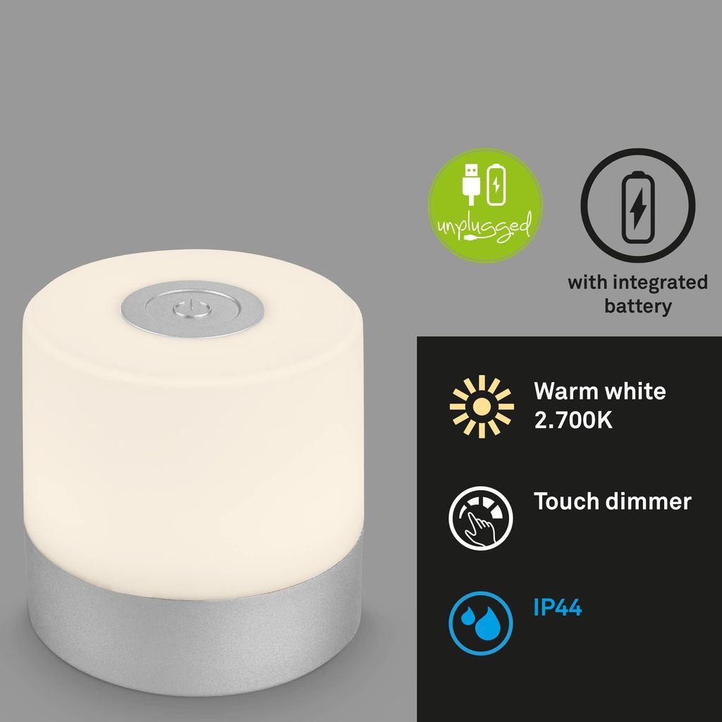Mini lampe de table LED dimmable 3 niveaux 70mm ronde 2700K Image du produit 