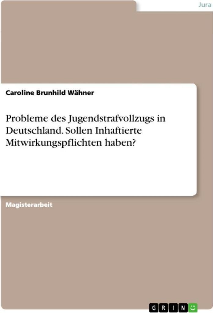Probleme des Jugendstrafvollzugs in Deutschland. Sollen Inhaftierte Mitwirkungspflichten haben?