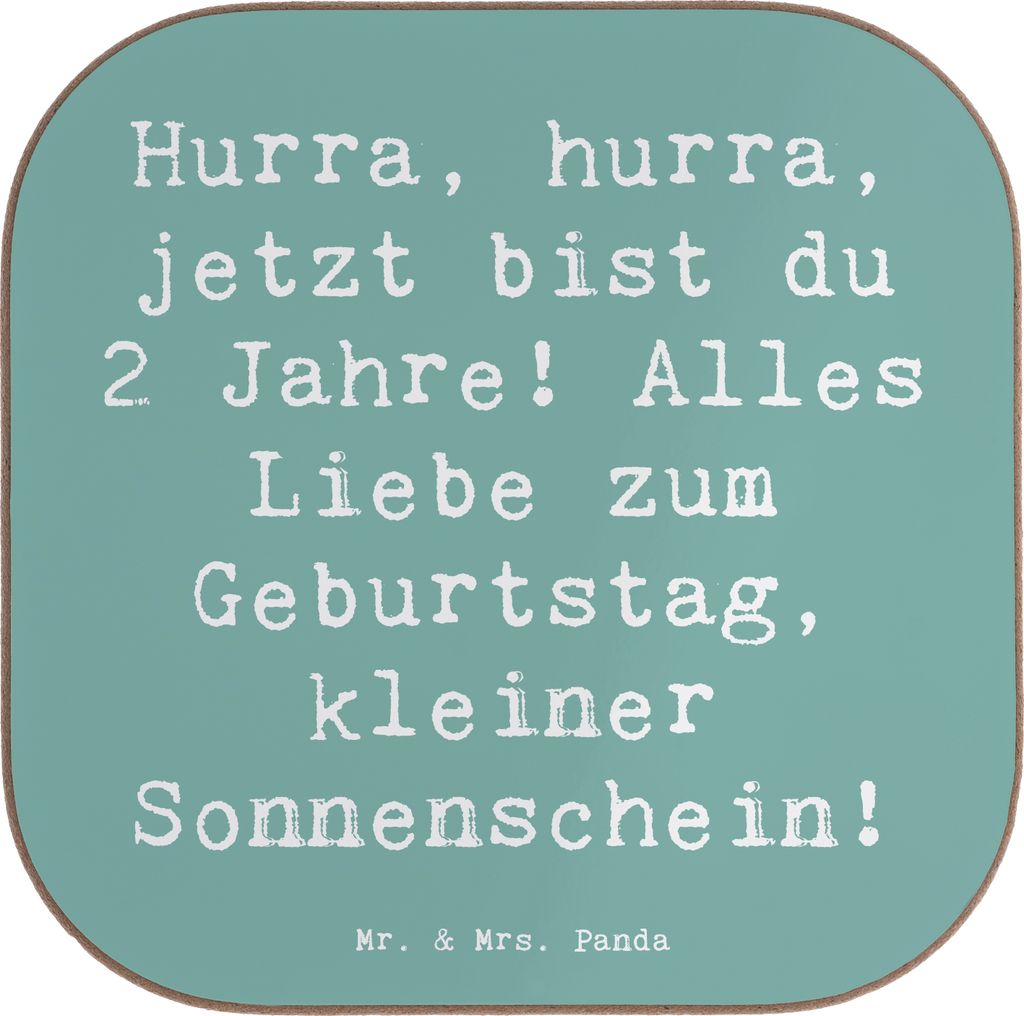 Mr. & Mrs. Panda Untersetzer für Gläser Spruch 2. Geburtstag - Meeresbrise - Geschenk, Happy Birthday, gläseruntersetzer, Coaster, Getränkeunte...