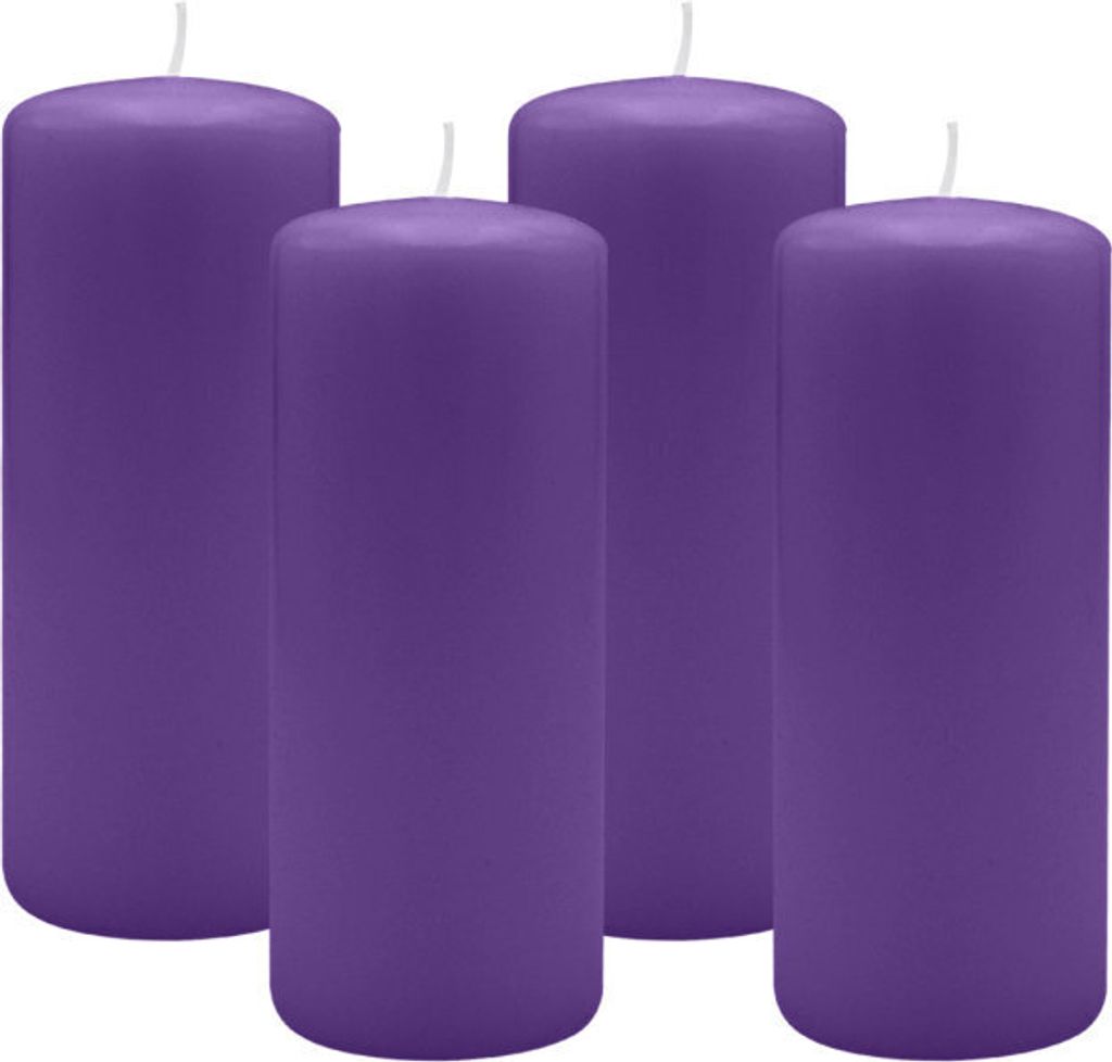 4er Set Adventskranzkerzen Lila Ø 60 x 120 mm Produktbild 