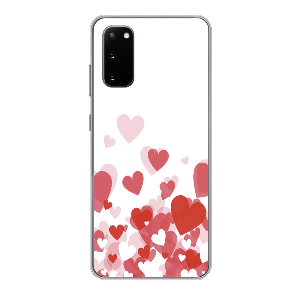 MuchoWow Handyhülle Schutzhülle Hülle für Samsung Galaxy S20 Eine Illustration eines Regens der Herzen Silikon Softcase Handy Hülle - Bild
