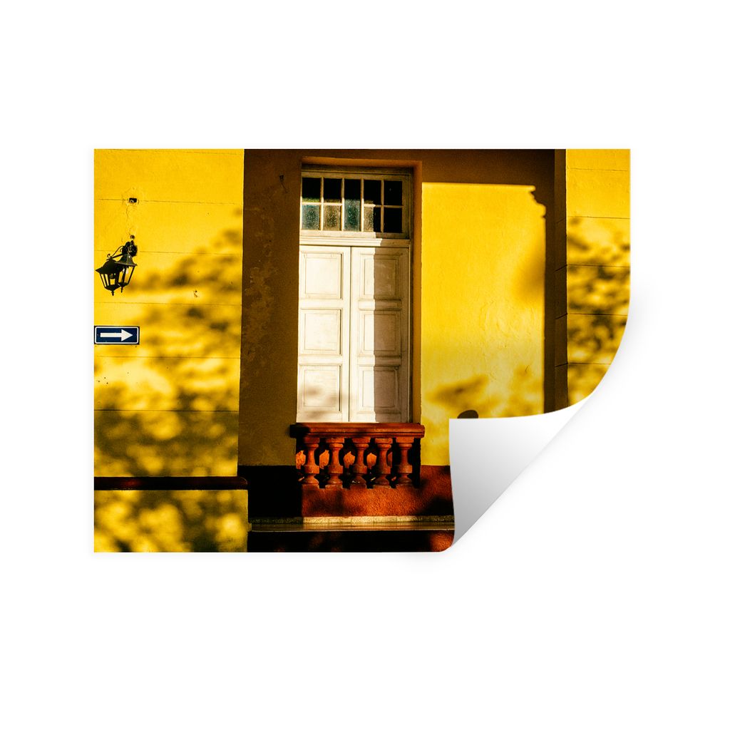 MuchoWow Wandtattoo Wandsticker Wandaufkleber Tür - Gelb - Architektur - Schatten 40x30 cm Selbstklebend und Repositionierbar - Faltenfrei