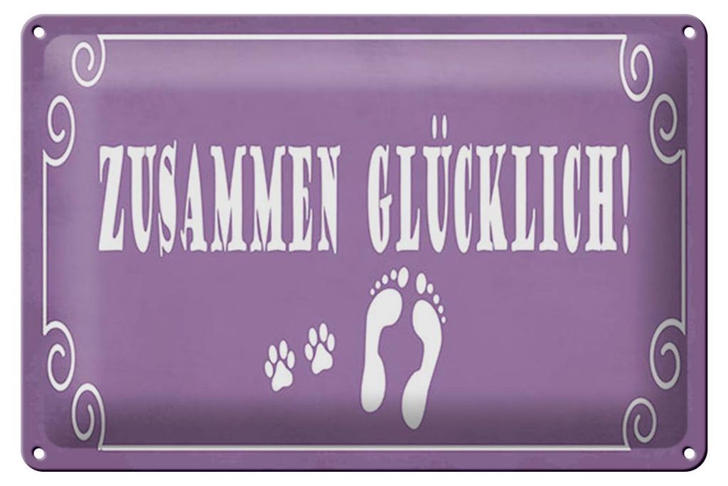 Blechschild Spruch 12x18 cm Zusammen glücklich Schild
