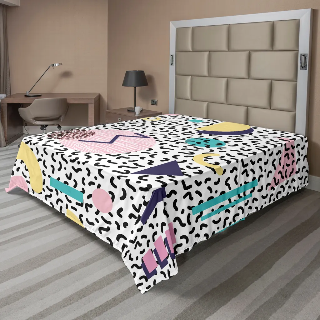 Lenzuolo Matrimoniale ABAKUHAUS 275x260 Retro Style - Blu/Giallo