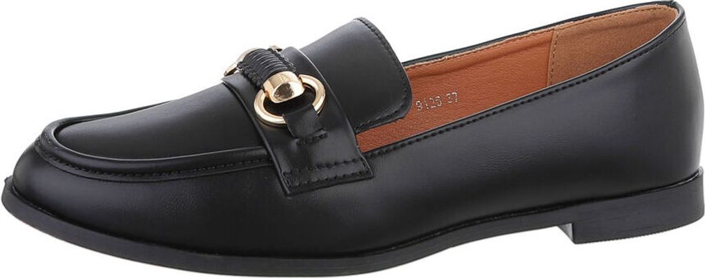Ital-Design Damen Halbschuhe Mokassins Lederoptik Slipper 86188276 Schwarz Gr. 37