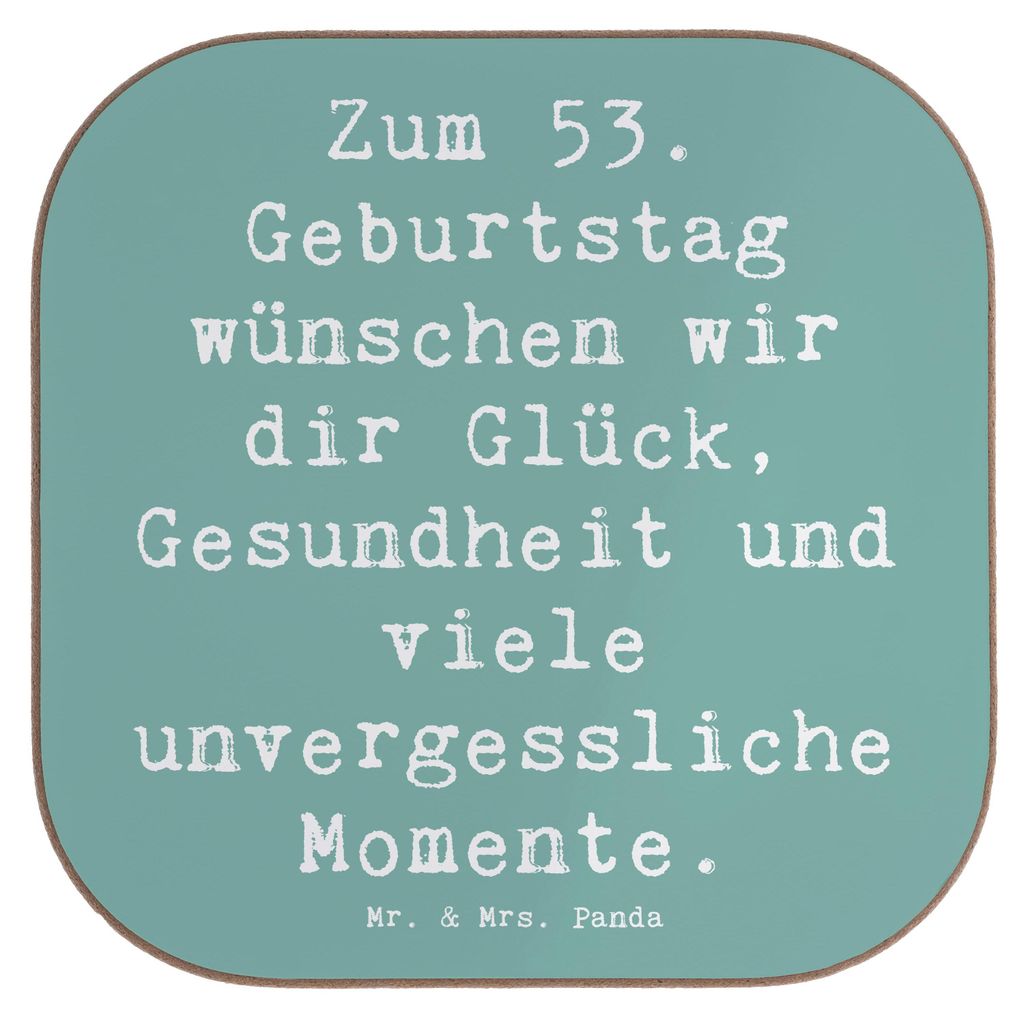 Mr. & Mrs. Panda Untersetzer für Gläser Spruch 53. Geburtstag Glück - Meeresbrise - Geschenk, Tassenuntersetzer, herzliche Glückwünsche, Coast...