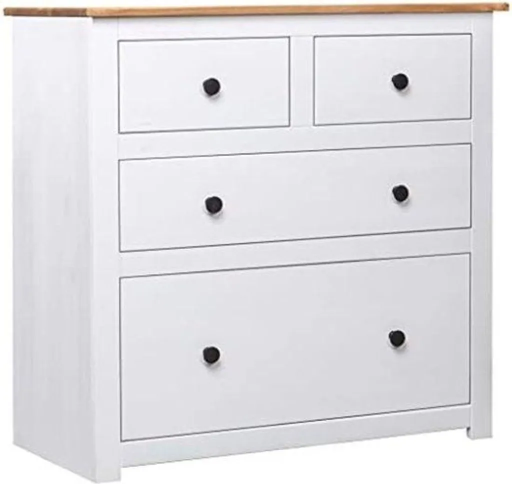 Commode de chambre à coucher blanche avec 4 tiroirs - Modèle L01 Bianco