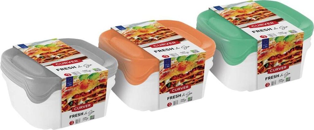Zestaw Curver 3 szt. kwadratowych pojemników 3 x 0,8l Zdjęcie produktu 